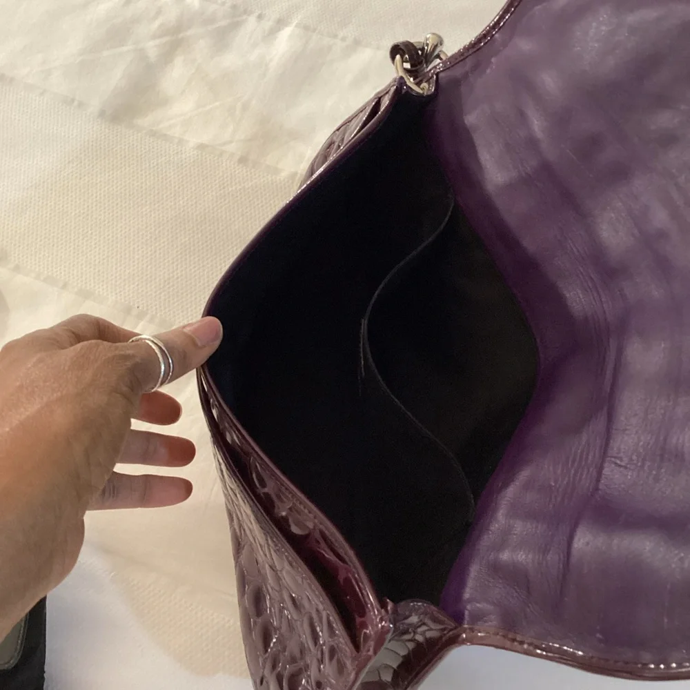 Christian Dior Dior Purple Crocodile Embossed Patent Clutch - Picture 6 of 15